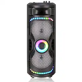 TopTech - BRAZE-8 Dual 8" Bluetooth Party Speaker with Disco Lights & Rechargeable Battery - Black