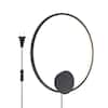 Front. Umeiluce - 23.6" Modern Dimmable Integrated LED Round Wall Sconce, Versatile 2-in-1 Plug-In or Hardwired Light - Matte Black.