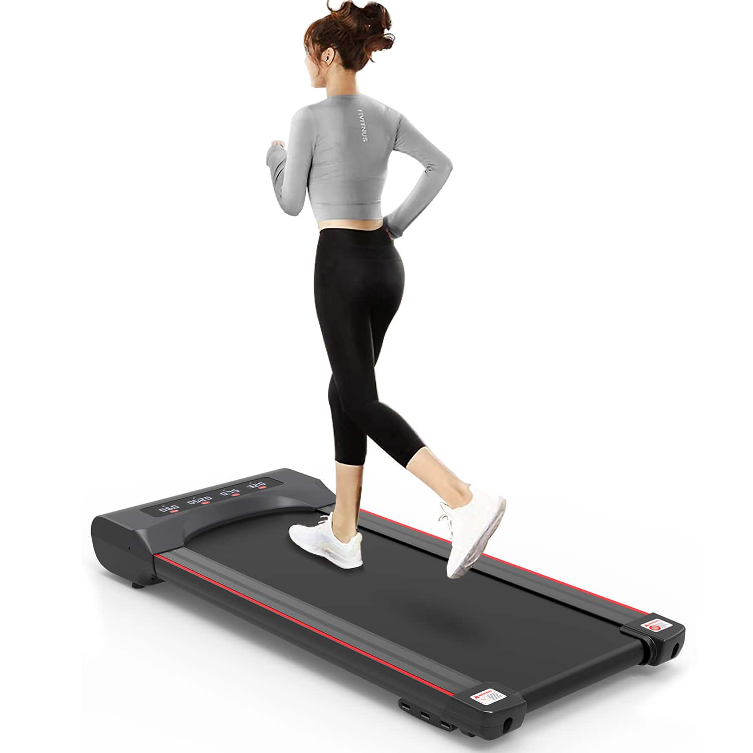 Aukfa - Under Desk Treadmill Machine 300 LB Capacity Walking Pad for Home Office - Black