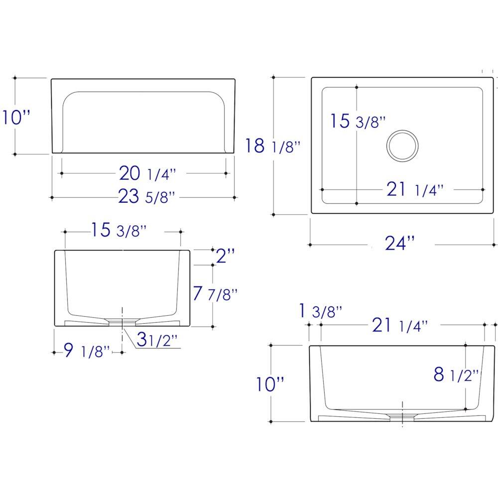 Sure, here is the corrected and grouped text from the image:

- 10"
- 20 1/4"
- 23 5/8"
- 15 3/8"
- 2"
- 7 7/8"
- 9 1/8"
- 3 1/2"
- 24"
- 18 1/8"
- 15 3/8"
- 21 1/4"
- 1 3/8"
- 21 1/4"
- 8 1/2"