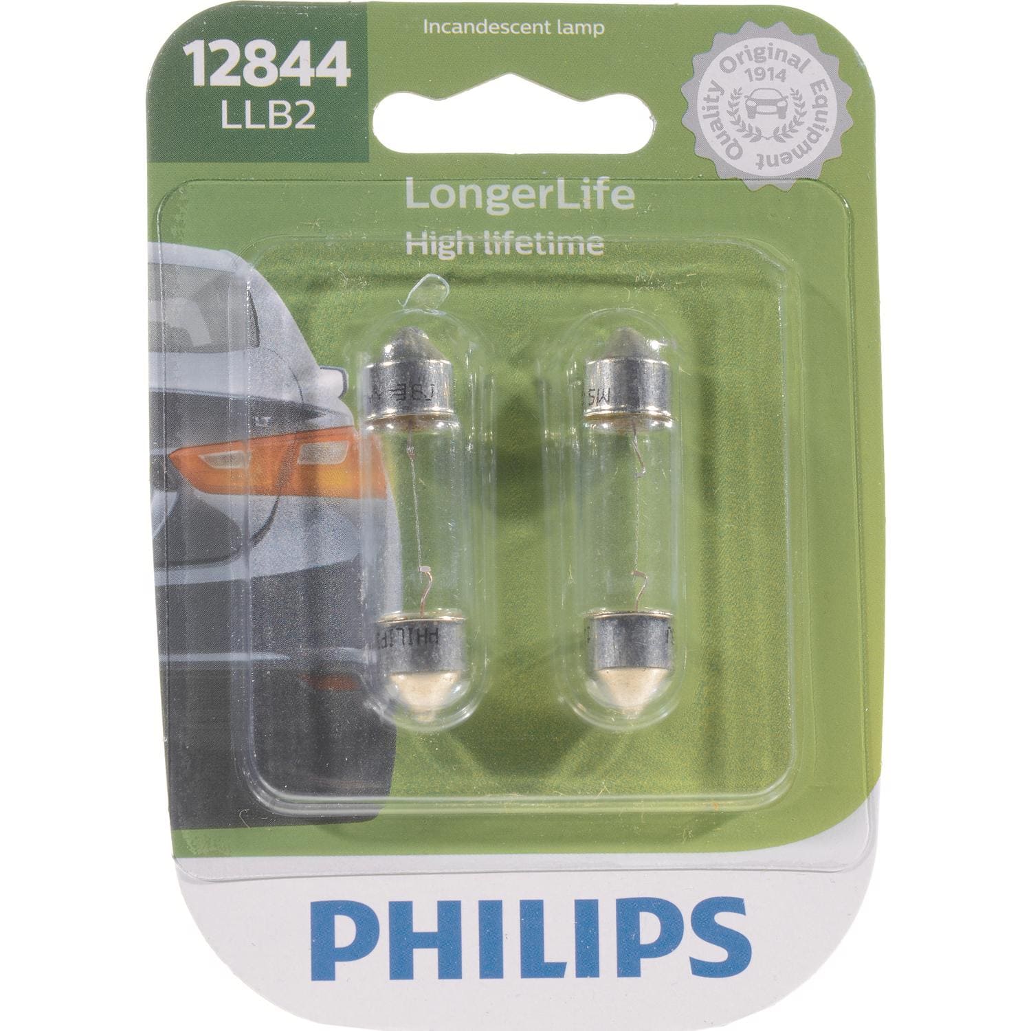 Philips - LongerLife Incandescent Courtesy/Glove/License/Trunk Miniature Automotive Bulb 12844LLB2