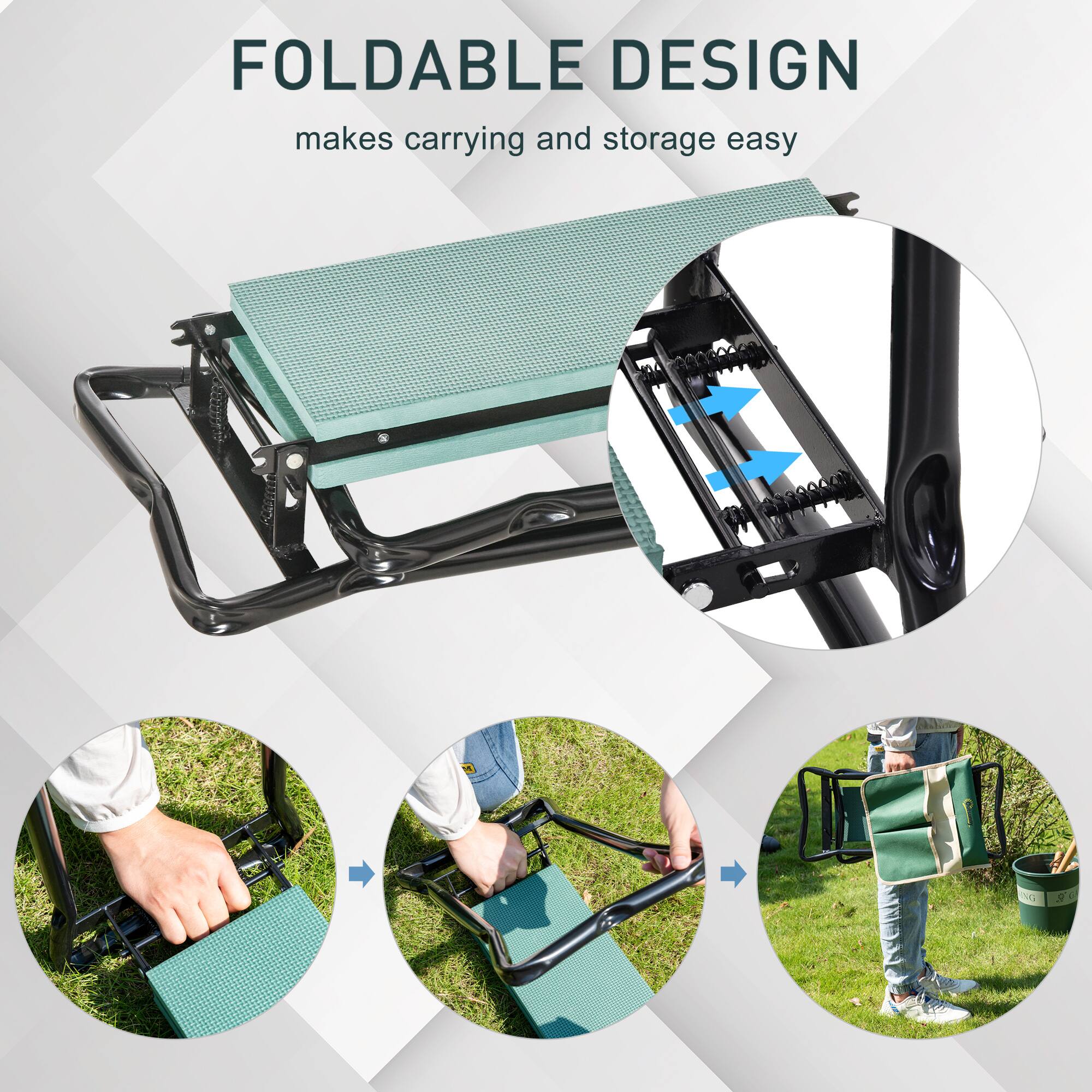 FOLDABLE DESIGN  
makes carrying and storage easy