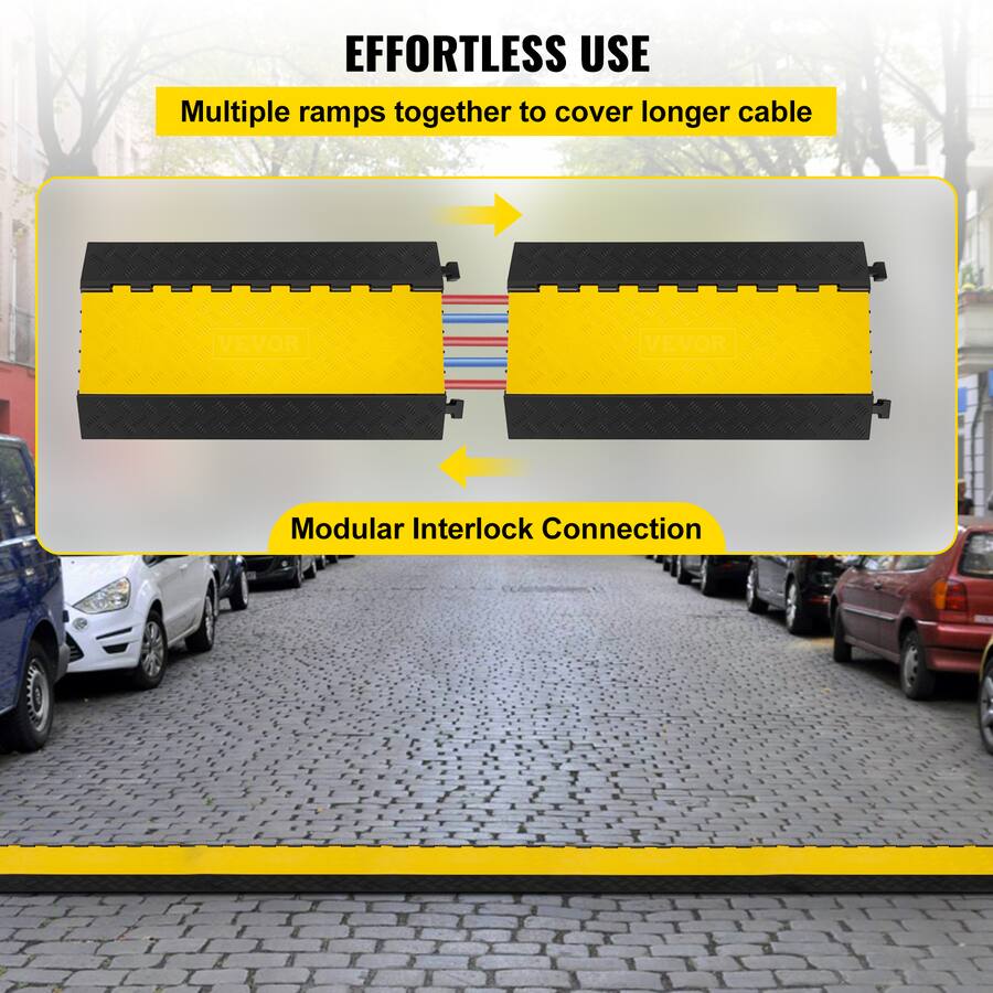 Interlock Ramp Band VEVOR 5 Channel Cable Protectors Extreme Rubber Cable Ramps Heavy Duty ...
