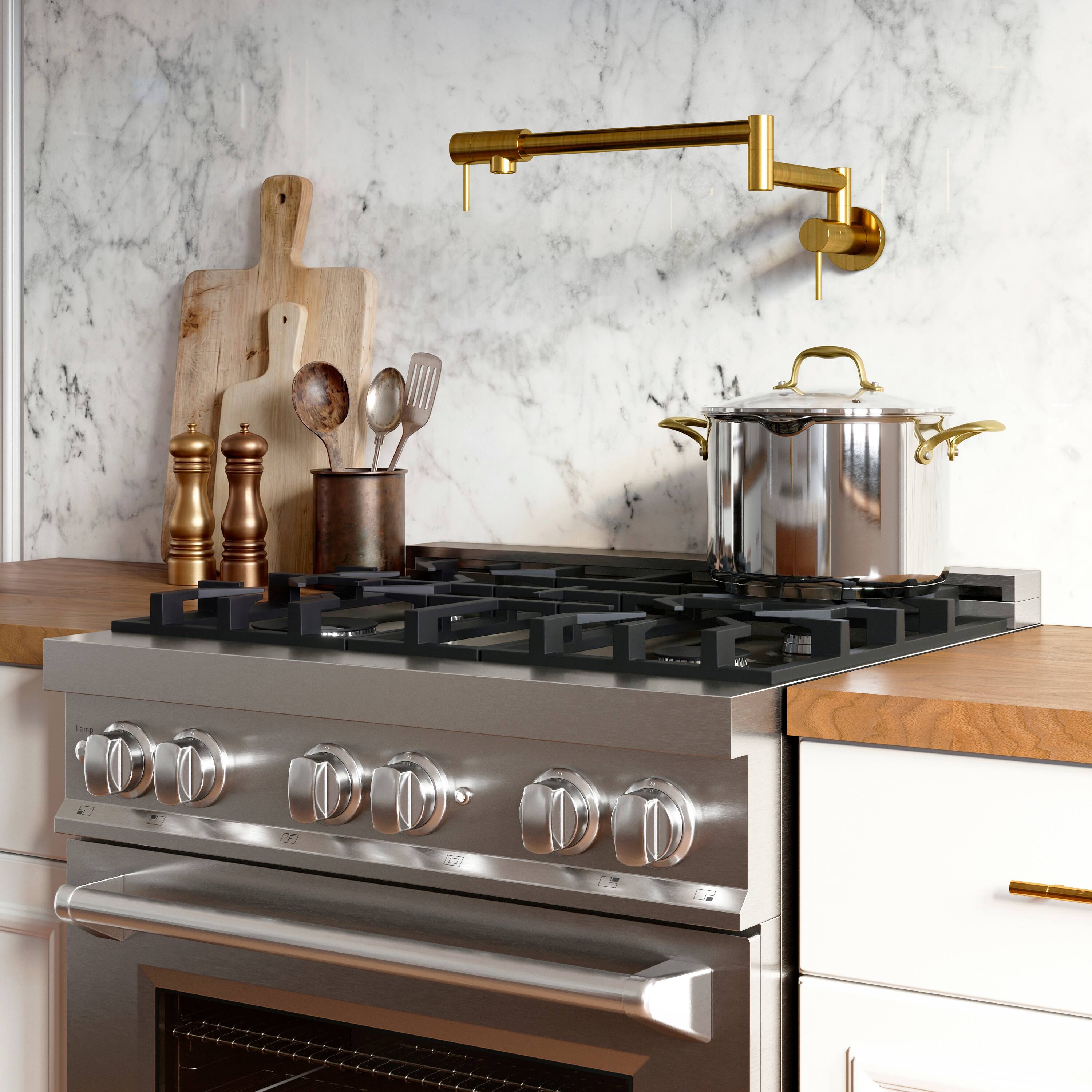 Alt View 14. ZLINE - 30 in. 4.0 cu. ft. Legacy Freestanding Dual Fuel Range with 6 Burners and Electric Convection Oven in Stainless Steel - Stainless steel.