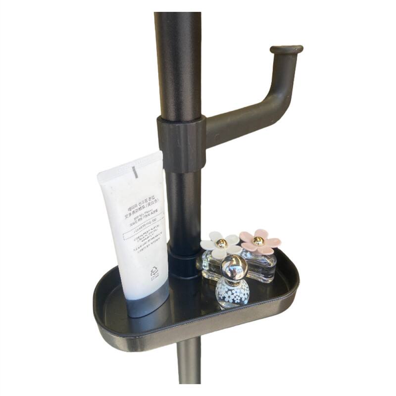 Alt View 1. ALEXOUN - Adjustable Laundry Pole Drying Coat Rack - DIY Floor-to-Ceiling Tension Rod with Trays, Indoor/Balcony Coat & Storage - Black.