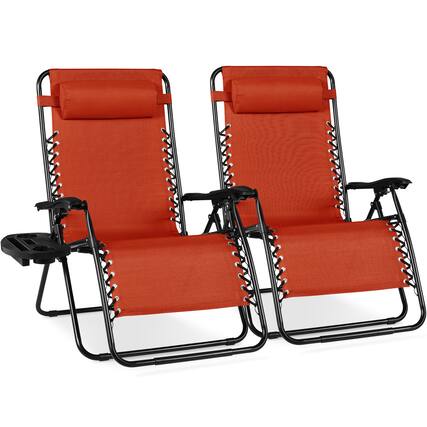 Front. Best Choice Products - Best Choice Products Set of 2 Extra Wide Zero Gravity Lounge Chair Recliners w/ Cup Holder - Burnt Orange - Burnt Orange.