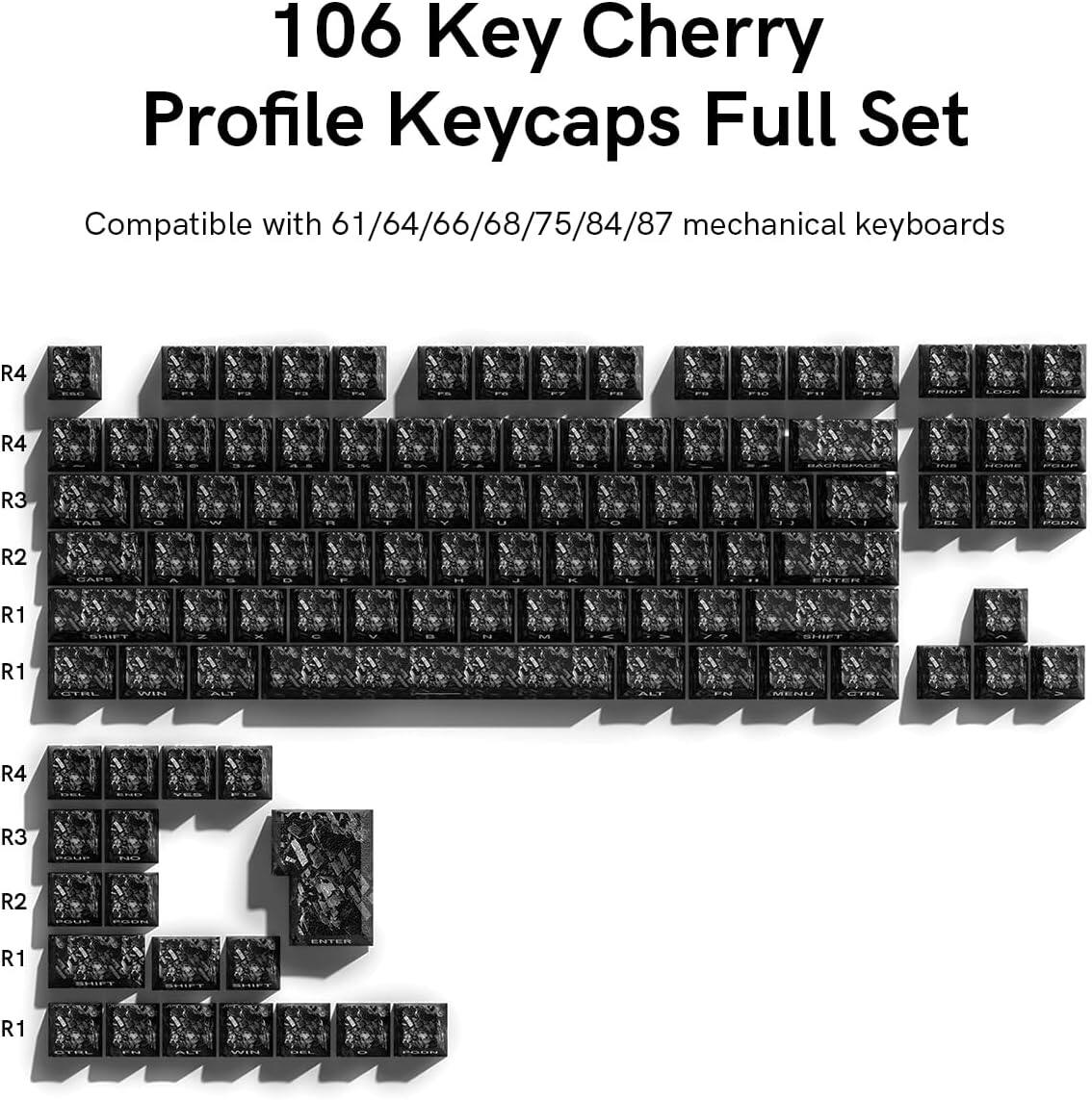 106 Key Cherry Profile Keycaps Full Set Compatible with 61/64/66/68/75/84/87 mechanical keyboards