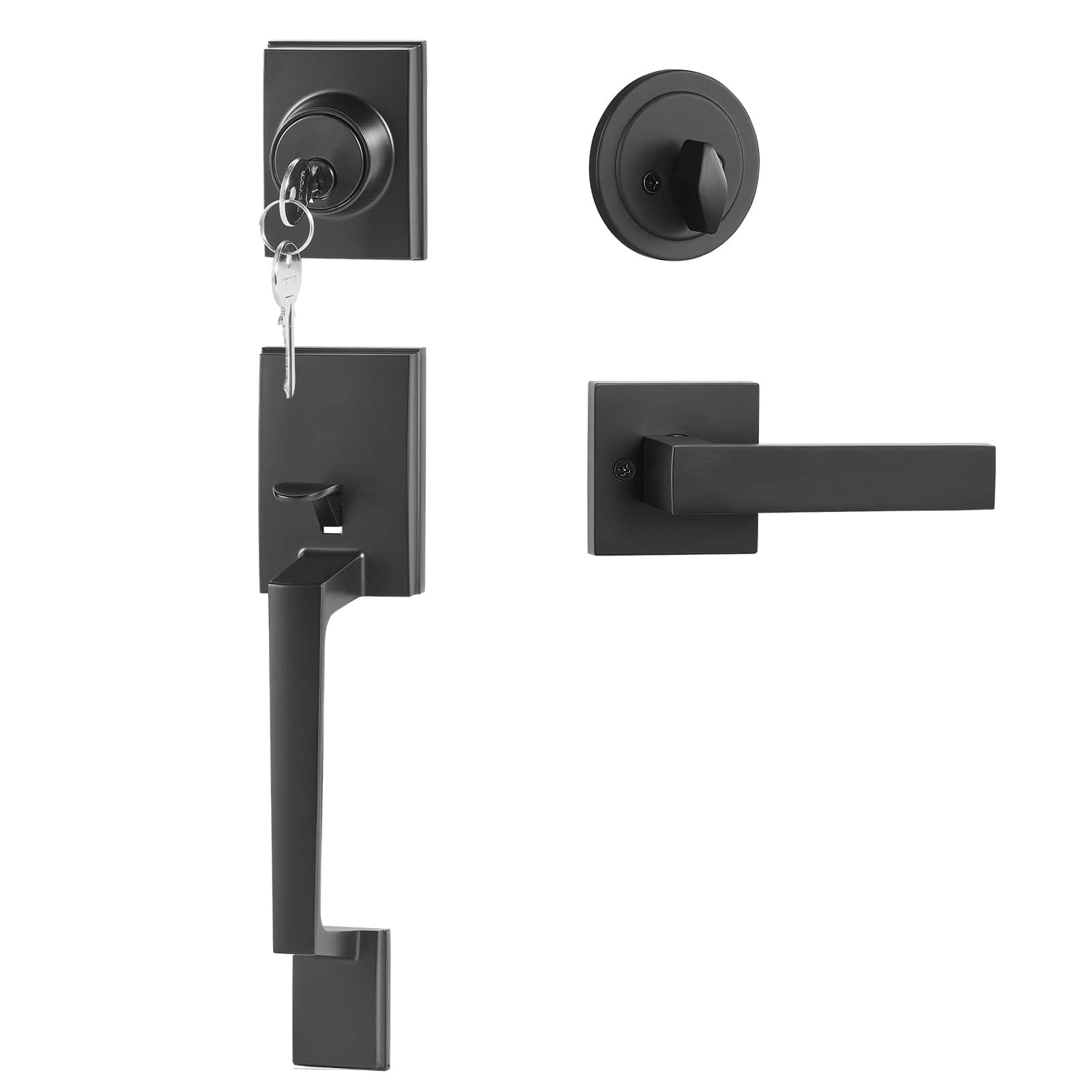 VEVOR - Front Door Handle and Deadbolt Set, Square Entry Handle Set with Lever, Single Cylinder, Adjustable Hole Space - Matte Black price history on PriceWatchPro