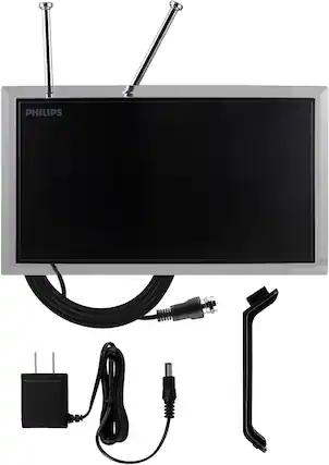 Front. Philips - Philips Crystal HD Indoor Amplified TV Antenna with 6' Coaxial Cable Black: Digital Signal, 50 Mile Range - Amplified Crystal Antenna.