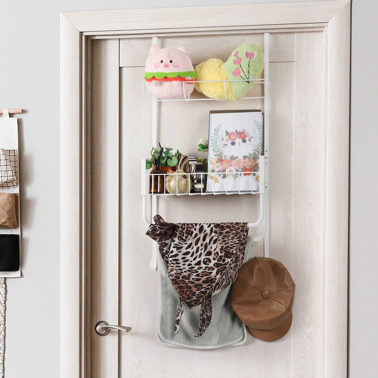 Alt View 2. Oumilen - Matte White Over Door Metal Towel & Bathroom Storage Organizer Rack - White.