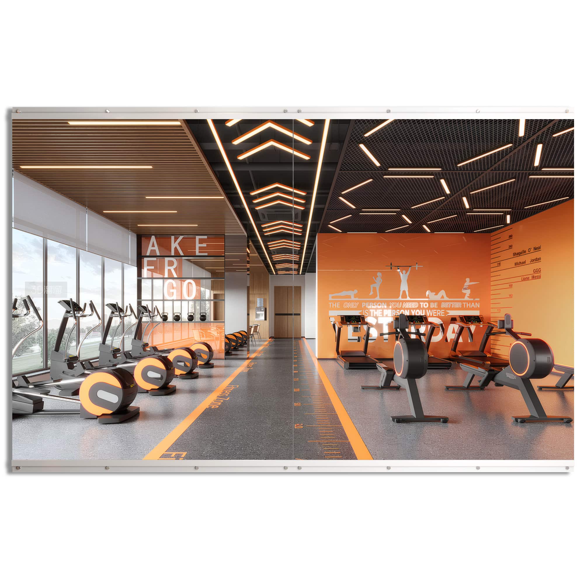 LOVMOR - 96 in. W x 60 in. H Modern Rectangle Frameless Wall-Mounted Gym Mirror Dance Mirror - Silver
