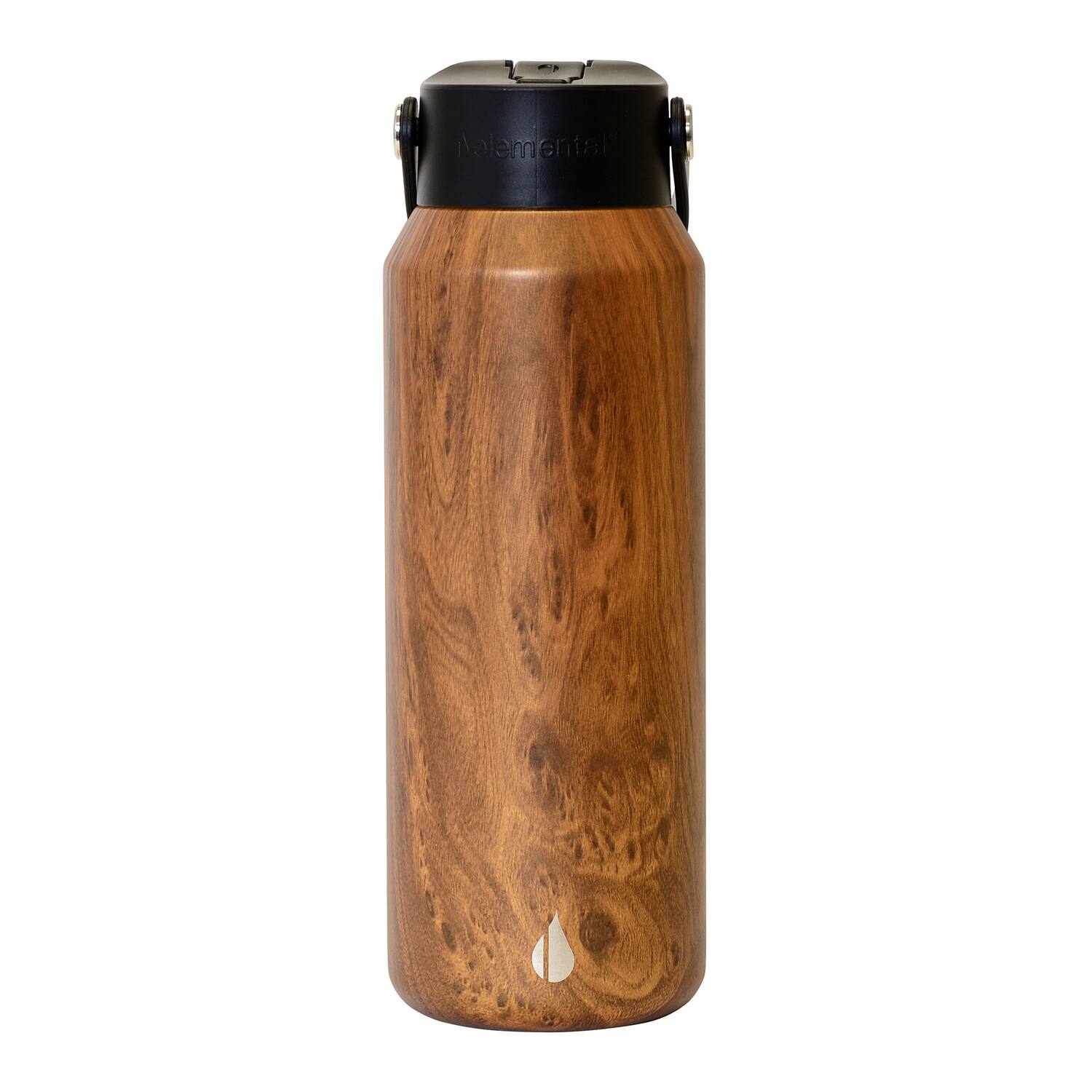 Back. Elemental - Core Stainless Steel Water Bottle, 40 Oz - Teakwood.
