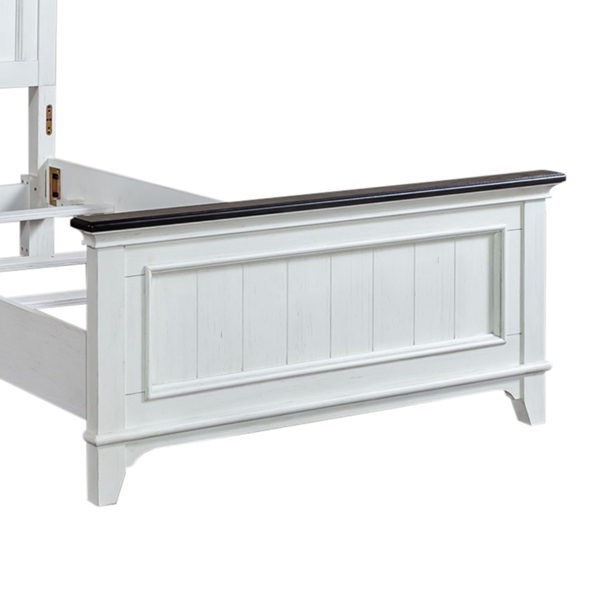 Alt View 4. Liberty Furniture Industries - Twin Panel Bed in Poplar & Rubberwood Solids w/ Cathedral White Oak Tops - Wirebrushed White W/ Charcoal Top.