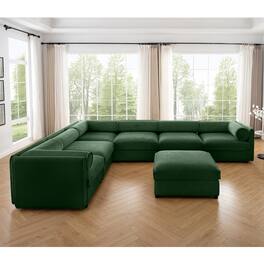 LOVMOR - Modular Storage Ottoman Cylindrical Support Chenille Sectional Couch For Living Room Plush Cozy Lounge Home TV - Green