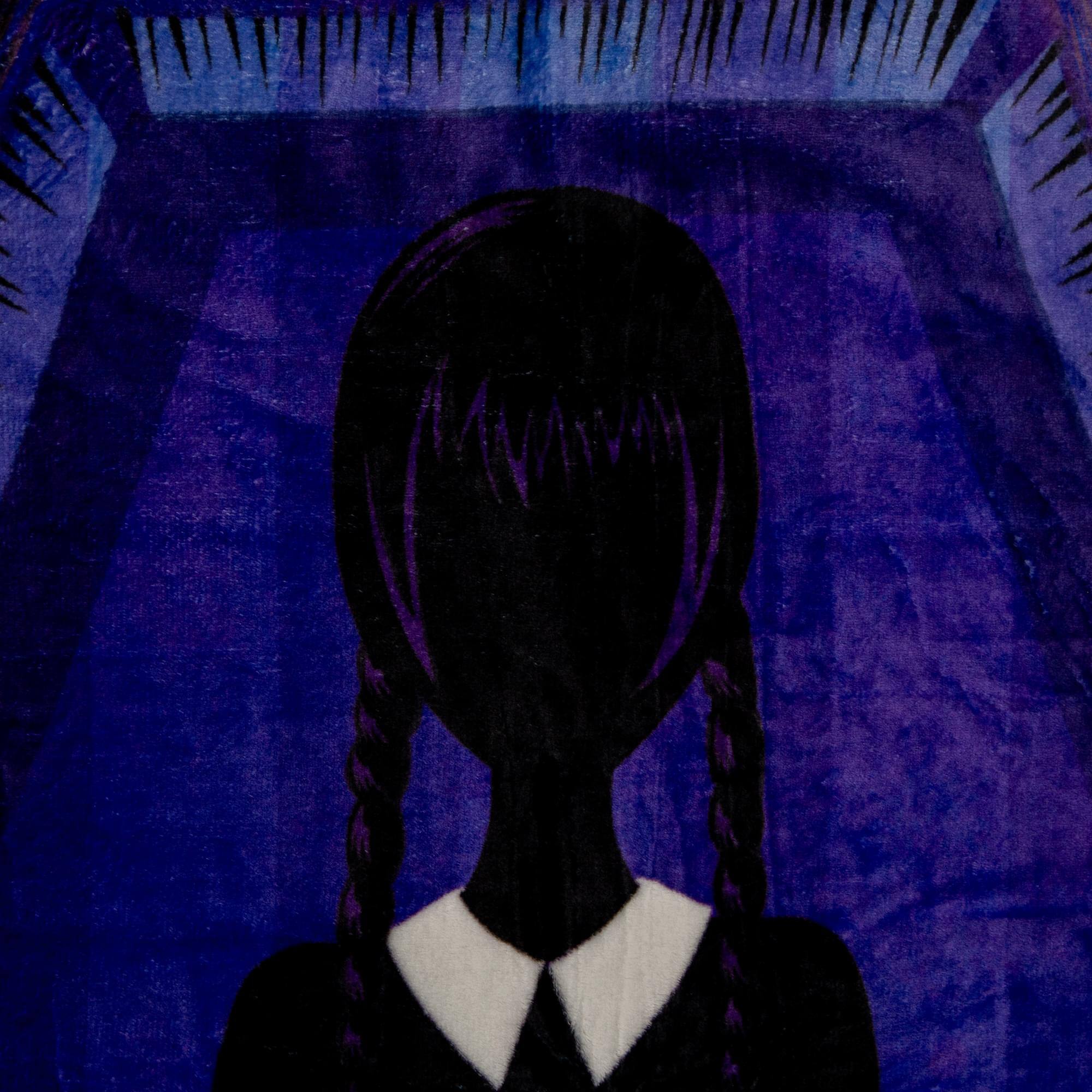 Alt View 1. Silver Buffalo - Addams Family Wednesday "What Would Wednesday Do?" Raschel Throw Blanket | 45 x 60 Inches - Purple.