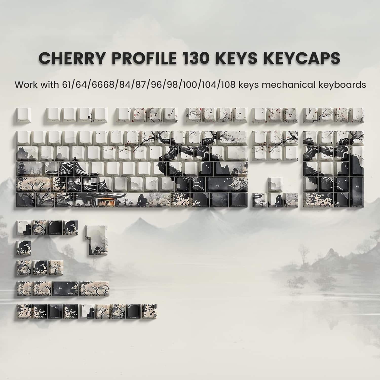 Womier - Shine Through PBT Keycaps Set, Cherry Profile Custom Keycaps for Cherry Gateron MX Switches Mechanical Keyboard - Black-130 Keys price history on PriceWatchPro