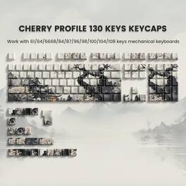 Womier - Shine Through PBT Keycaps Set, Cherry Profile Custom Keycaps for Cherry Gateron MX Switches Mechanical Keyboard - Black-130 Keys