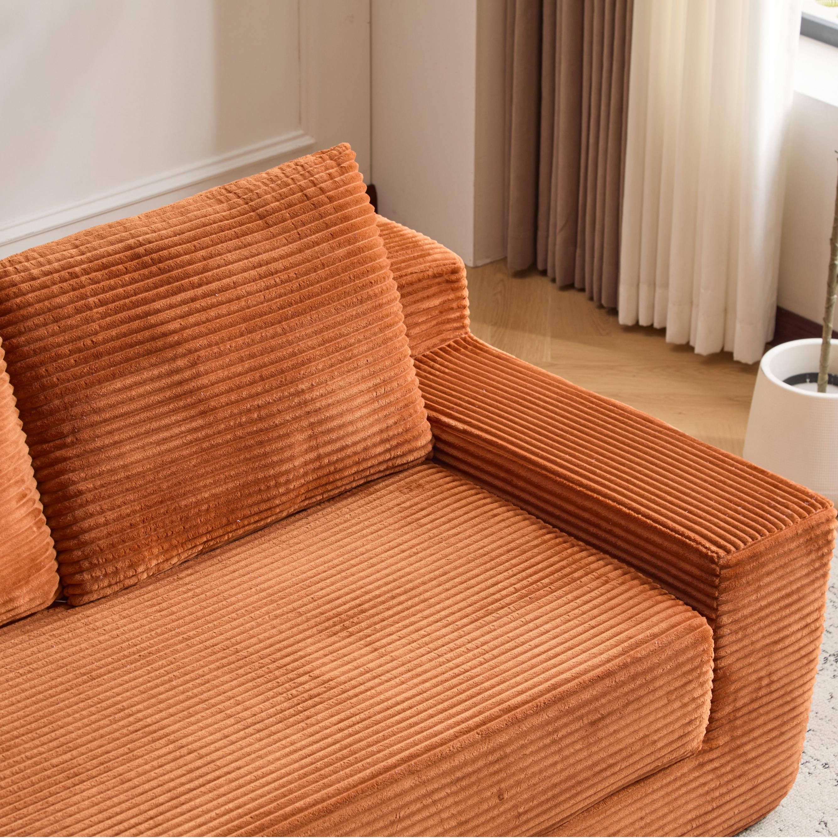 Alt View 9. Meqiodas - Loveseat Sofa, Comfortable Deep Seat Sofa Bed, Modern Corduroy Couch for Living Room Bedroom, No Assembly Required - Orange.