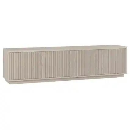 Front. Hudson&Canal - Hanson Rectangular Fluted TV Stand for TV's up to 85" in Alder White - Alder White.