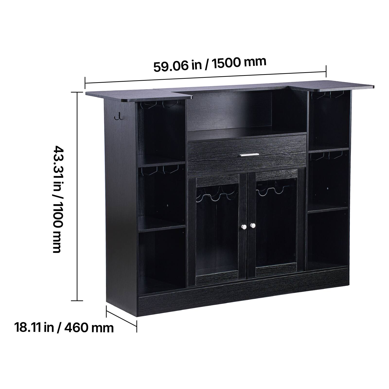 59.06 in / 1500 mm  
43.31 in / 1100 mm  
18.11 in / 460 mm