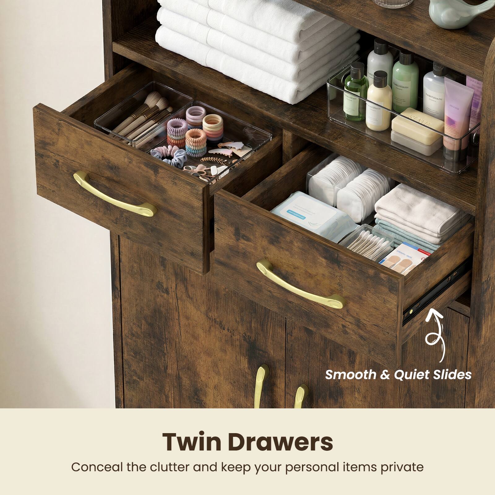 SCAU Smooth & Quiet Slides Twin Drawers Conceal the clutter and keep your personal items private