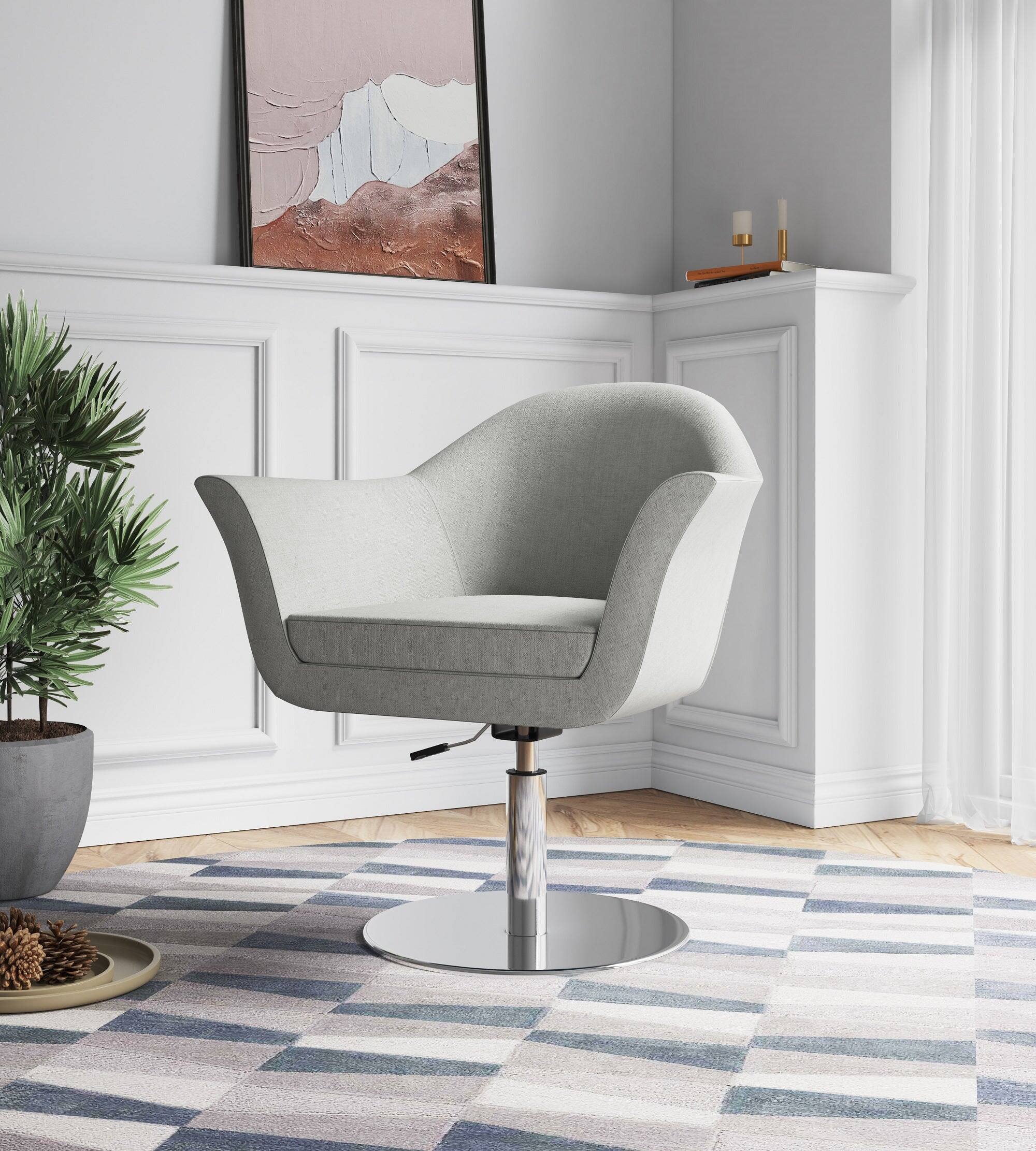 Angle. Manhattan Comfort - Voyager Modern Woven Blend Swivel Lounge Chair - Barley.