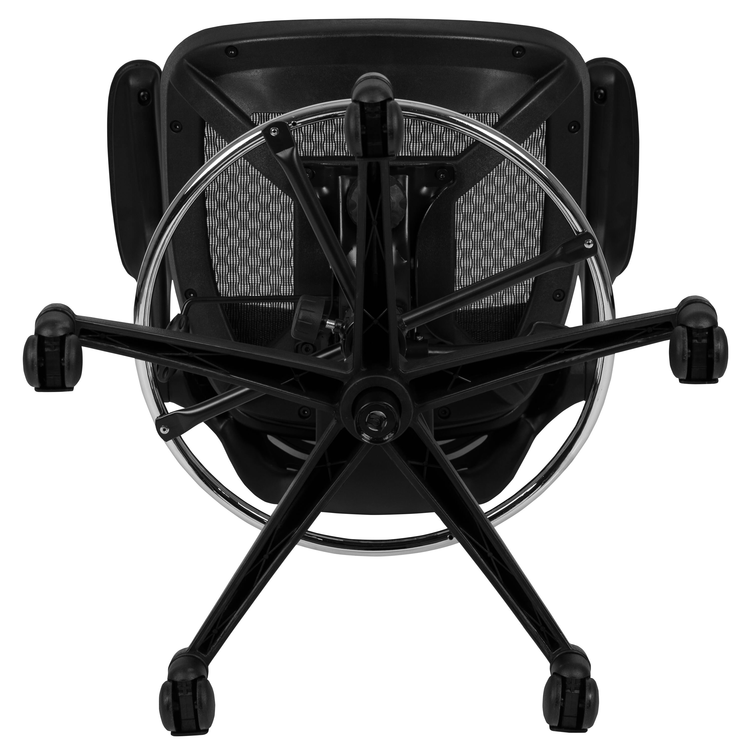 Alt View 9. Emma + Oliver - Mid-Back Transparent Mesh Drafting Chair with Flip-Up Arms - Black Mesh/Black Frame.