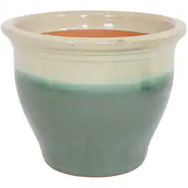 Sunnydaze - 18.5 in Studio High-Fired Glazed Ceramic Planter - Seafoam