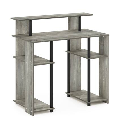 Front. Furinno - JAYA Simple Design Computer Writing Desk - French Oak/Black.