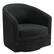 Front. Costway - Modern Swivel Barrel Upholstered Velvet Armchair with Metal Base - Black.