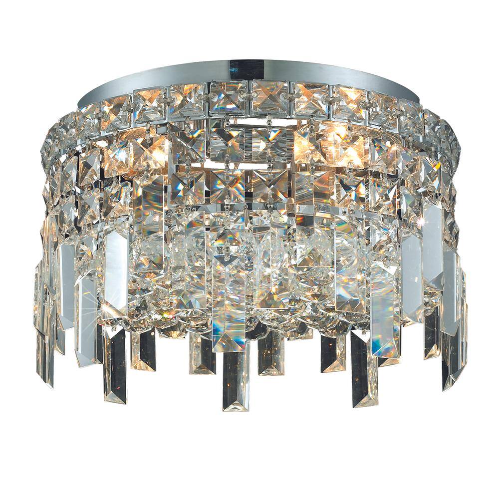 Angle. Elegant Lighting - Maxime 4 light Chrome Flush Mount Clear Royal Cut Crystal - Chrome.