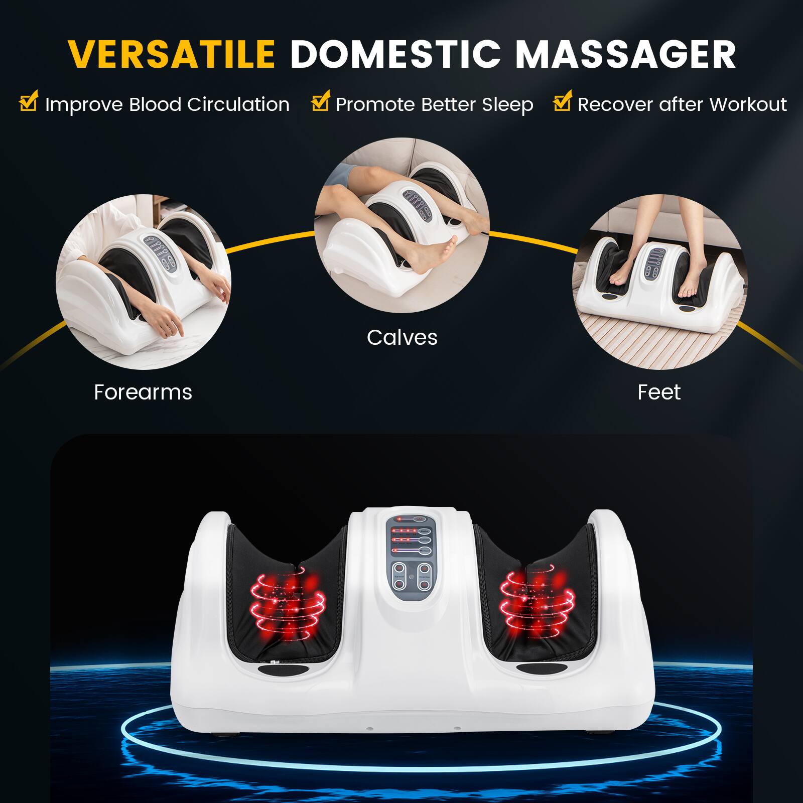 Versatile Domestic Massager: Improve Blood Circulation, Promote Better Sleep, Recover after Workout.