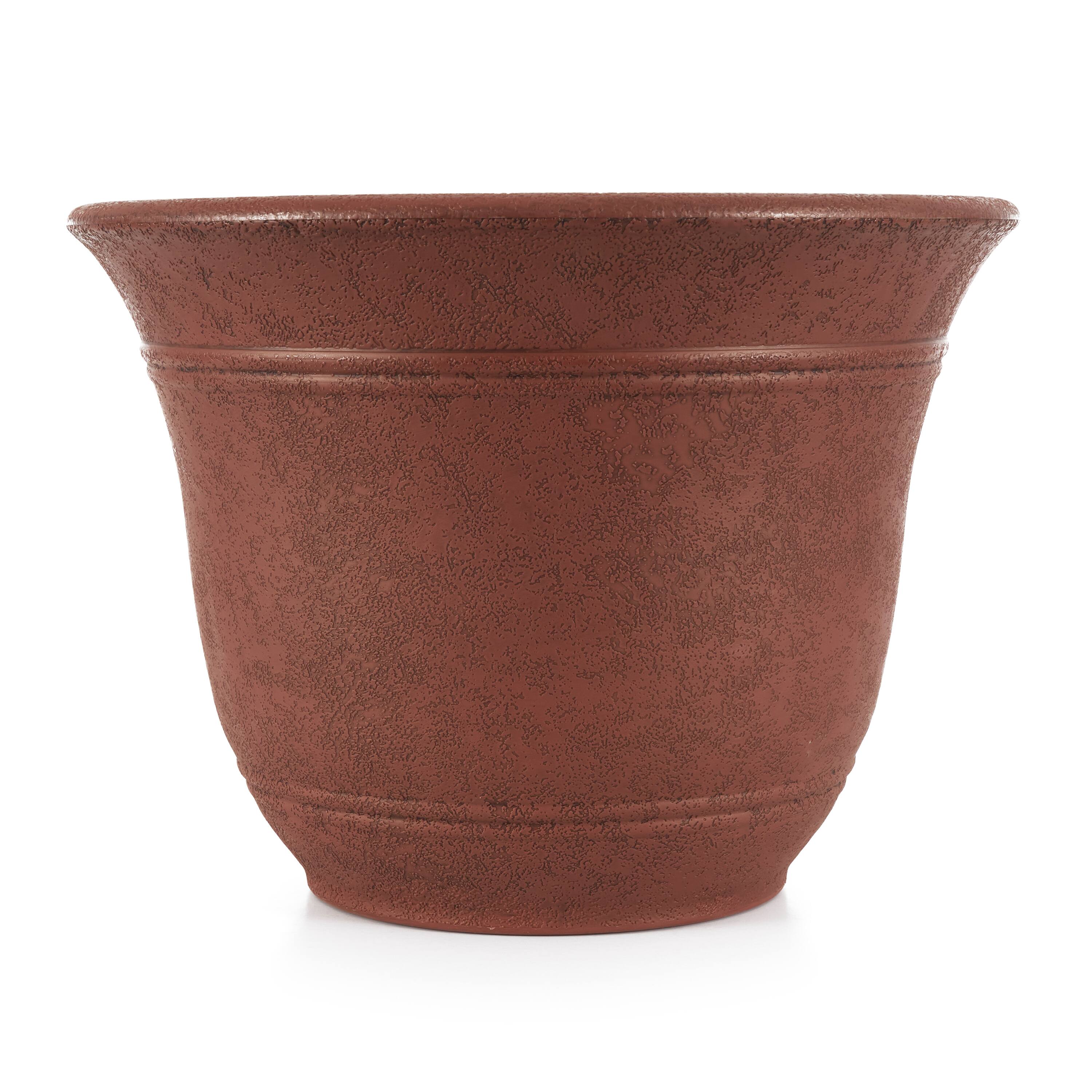 Alt View 10. Listo - Listo SRA13001P05 13-Inch Round Outdoor Plastic Sierra Planter, Rustic Redstone - Rustic Redstone.
