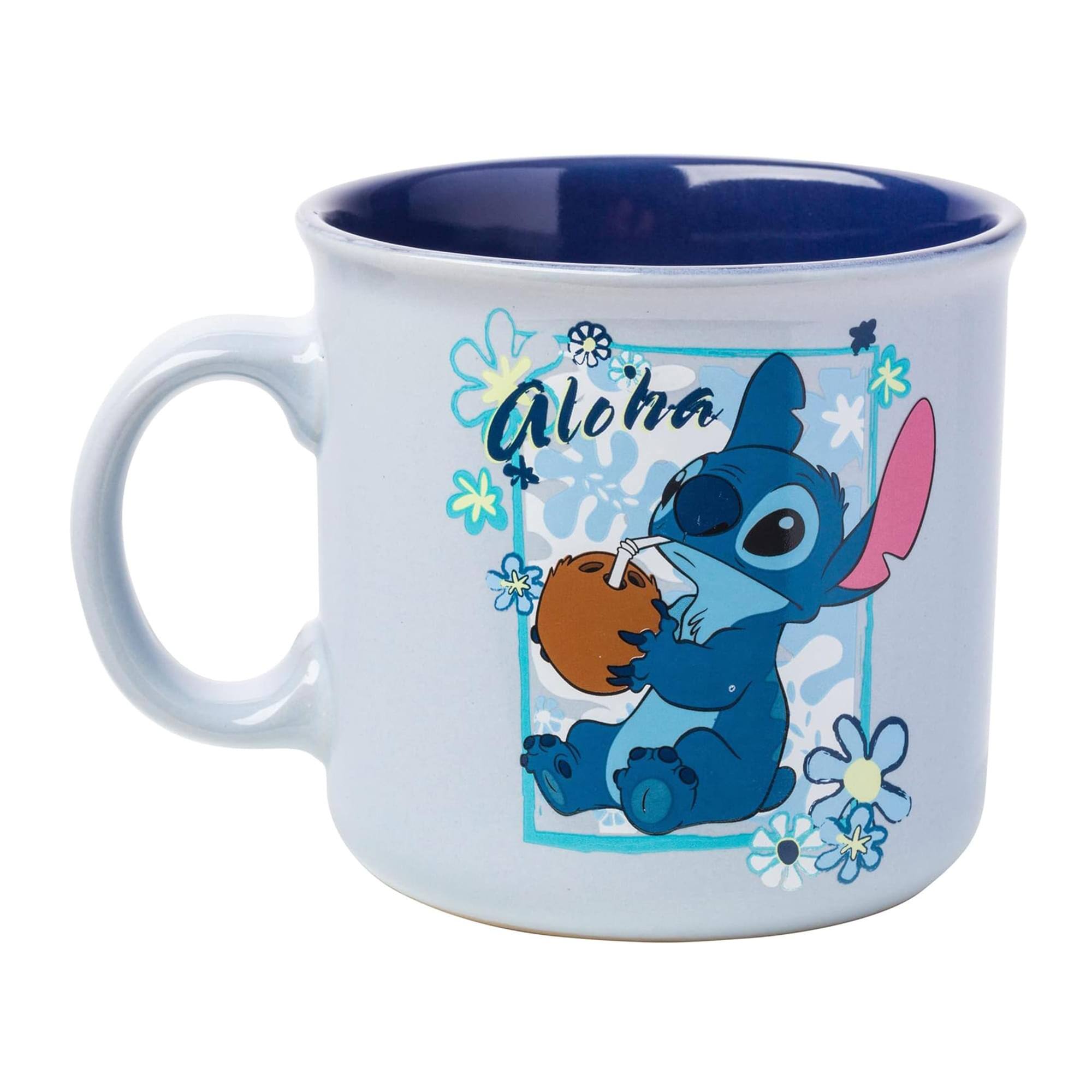 Alt View 1. Disney - Disney Lilo & Stitch "Aloha" Ceramic Camper Mug | Holds 20 Ounces - Blue.