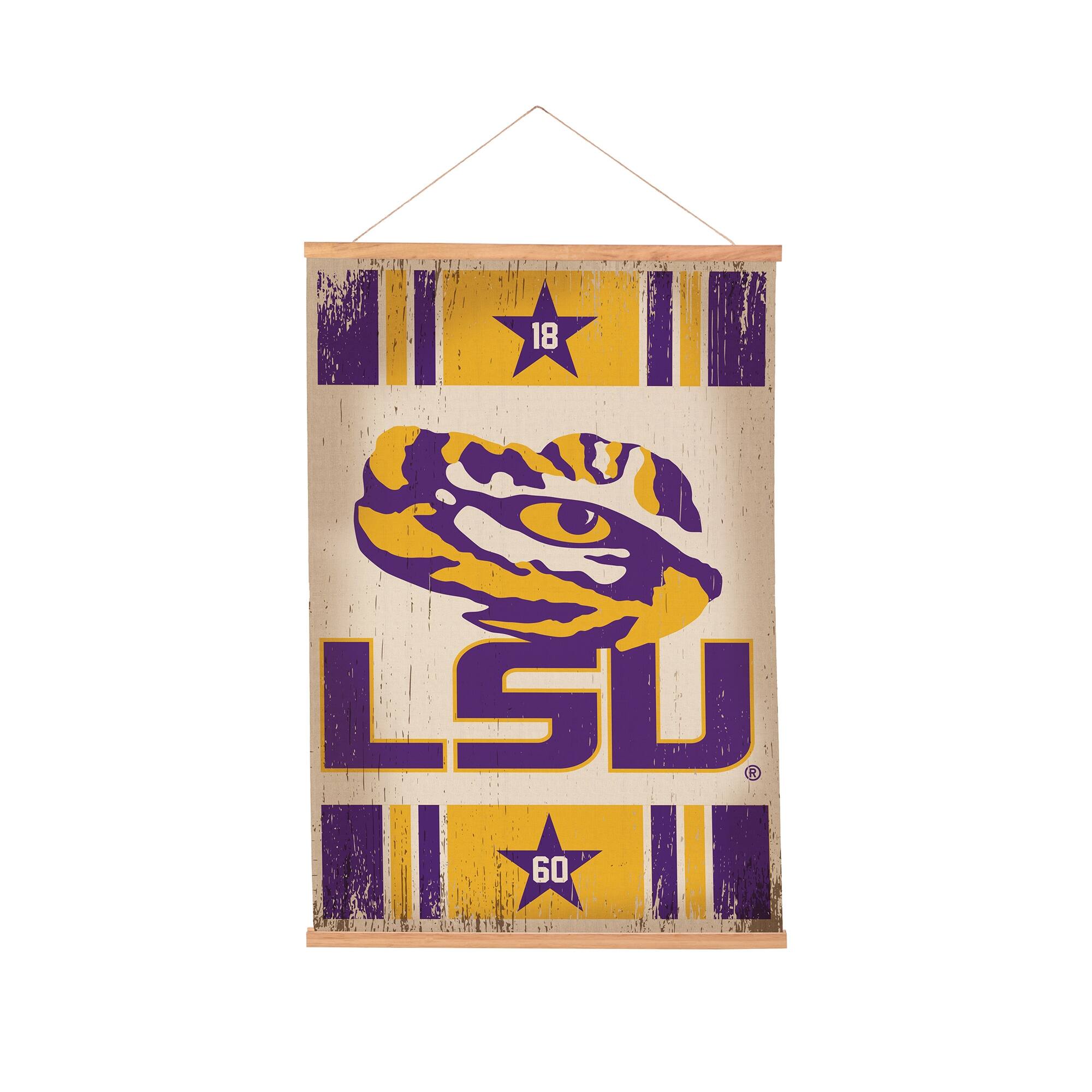 LSU Tigers 24" x 36" Antique Style Canvas Wall Art Tapestry with Wood Frame