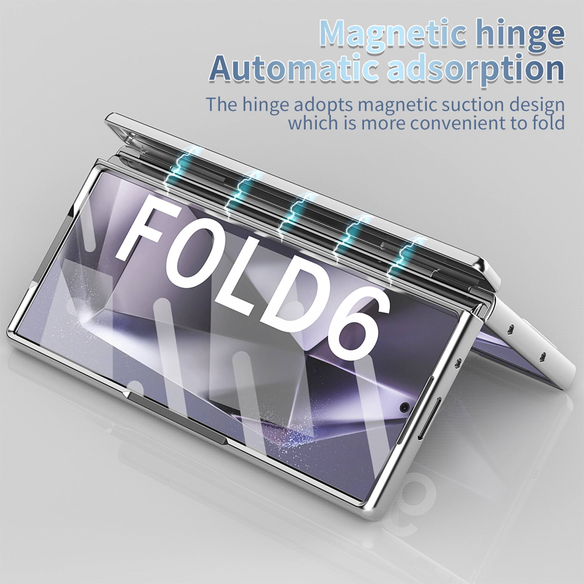 Magnetic hinge  
Automatic adsorption  
The hinge adopts magnetic suction design which is more convenient to fold  

FOLD6