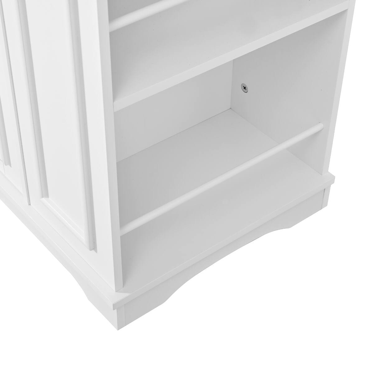Alt View 6. Loheer - Loheer 54 inch mobile kitchen island with Power Outlet and Glass Doors, White and Walnut - White+Walnut.
