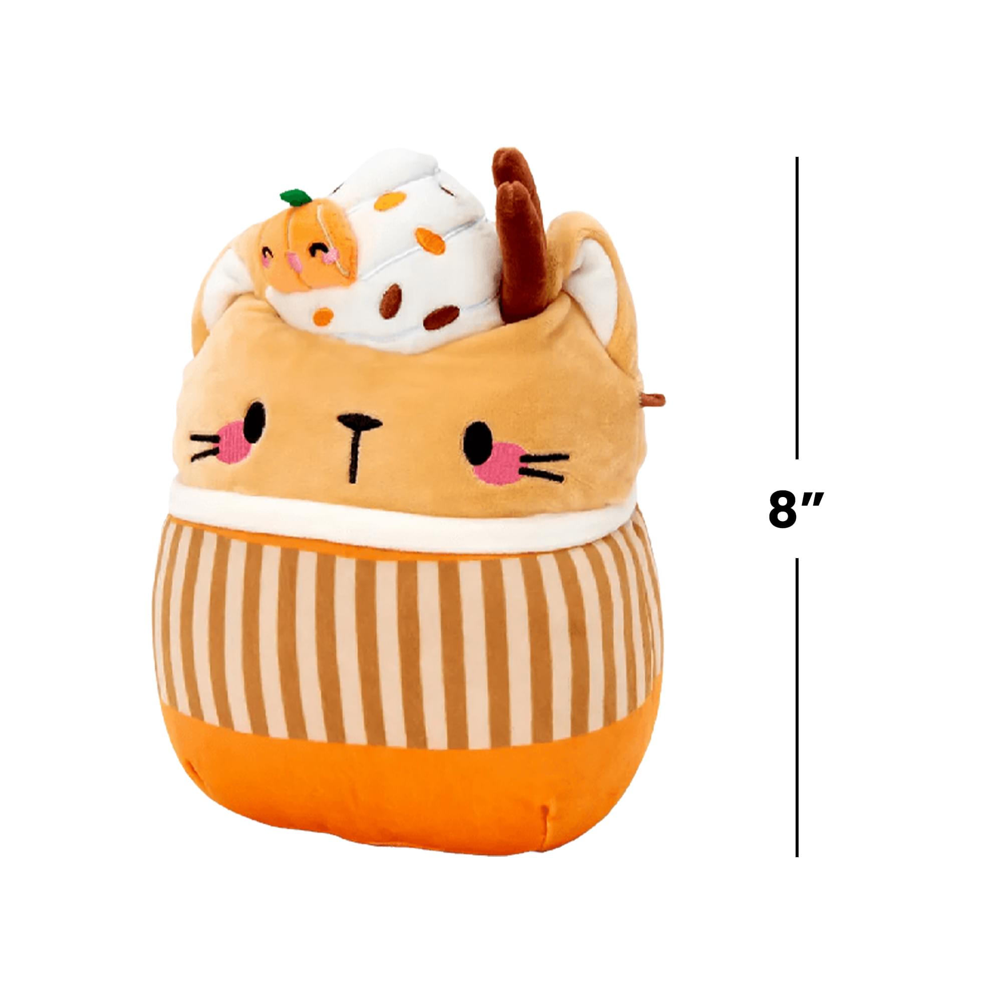 Alt View 1. Kellytoy - Squishmallows 8 Inch Plush | Cinda The Pumpkin Spice Latte Cat - Orange.