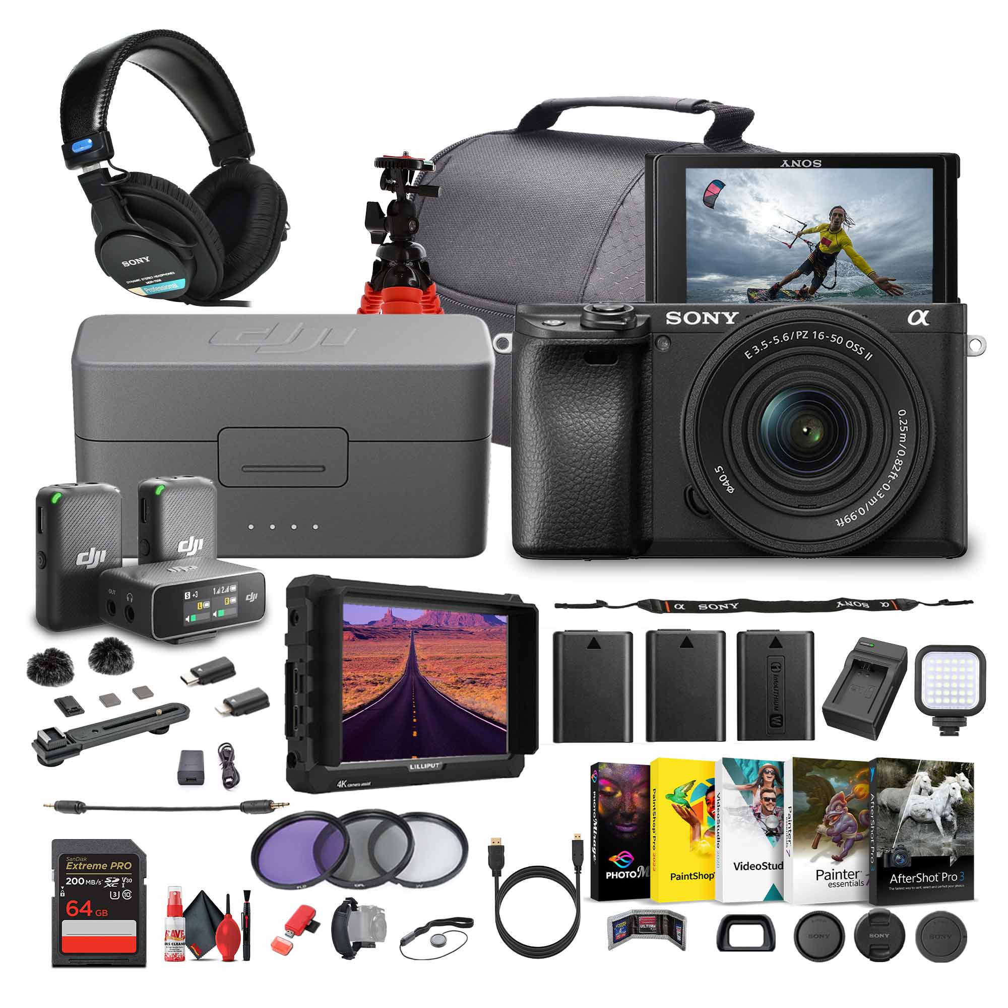 Sony - a6100 Mirrorless Camera with 16-50mm f/3.5-5.6 II Lens - Bundle (International Version) - Black