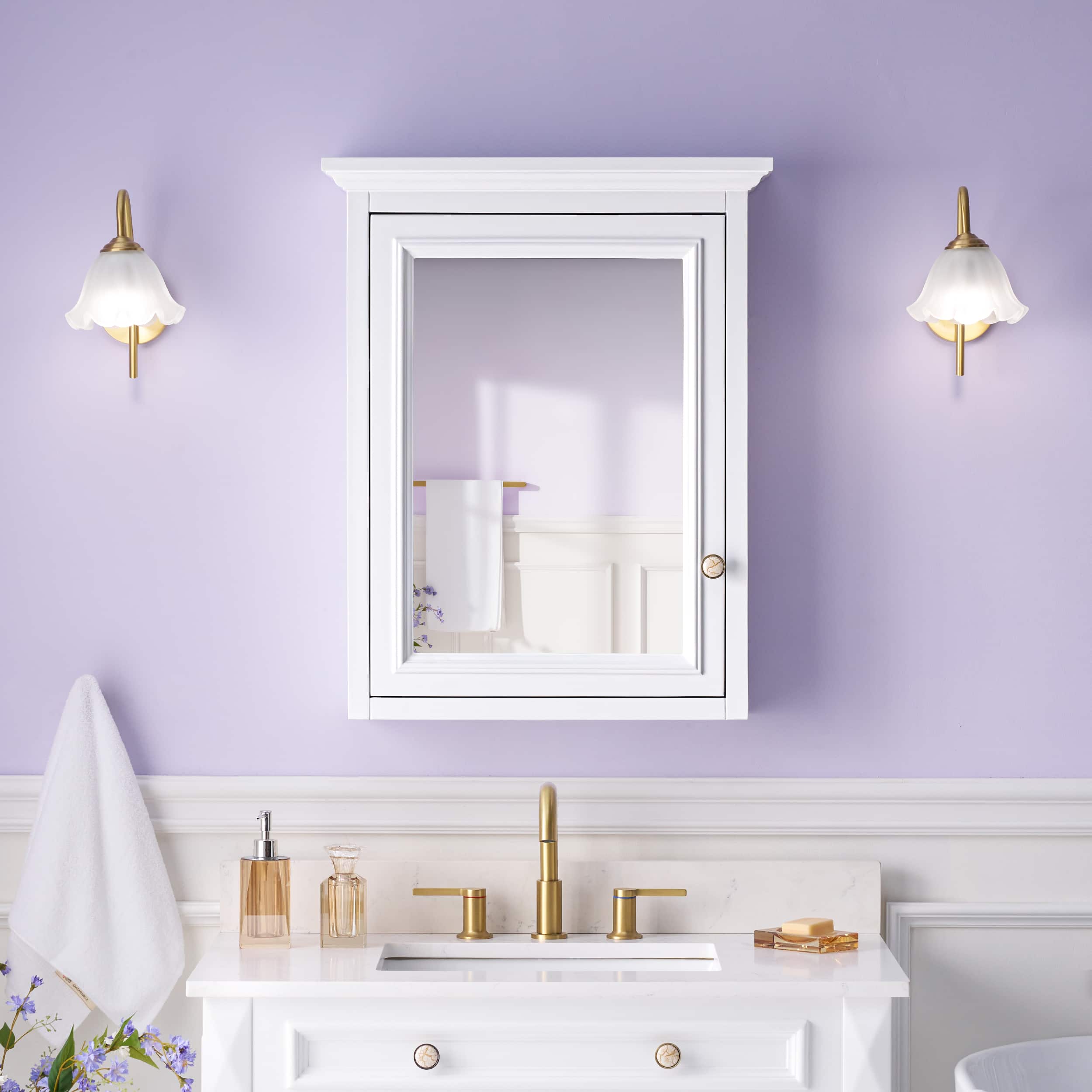 WELLFOR - 24 in. W x 30 in. H Rectangular Solid Wood Surface Mount Medicine Cabinet with Mirror - White price history on PriceWatchPro