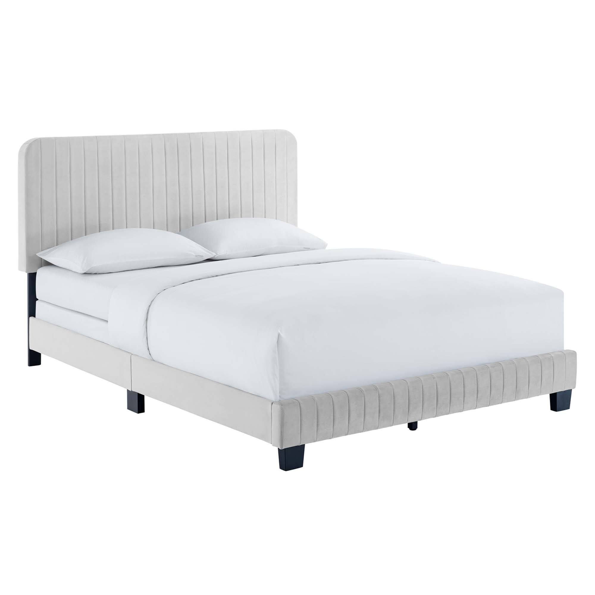 Angle. Modway - Celine Channel Tufted Performance Velvet Full Platform Bed - Gray.
