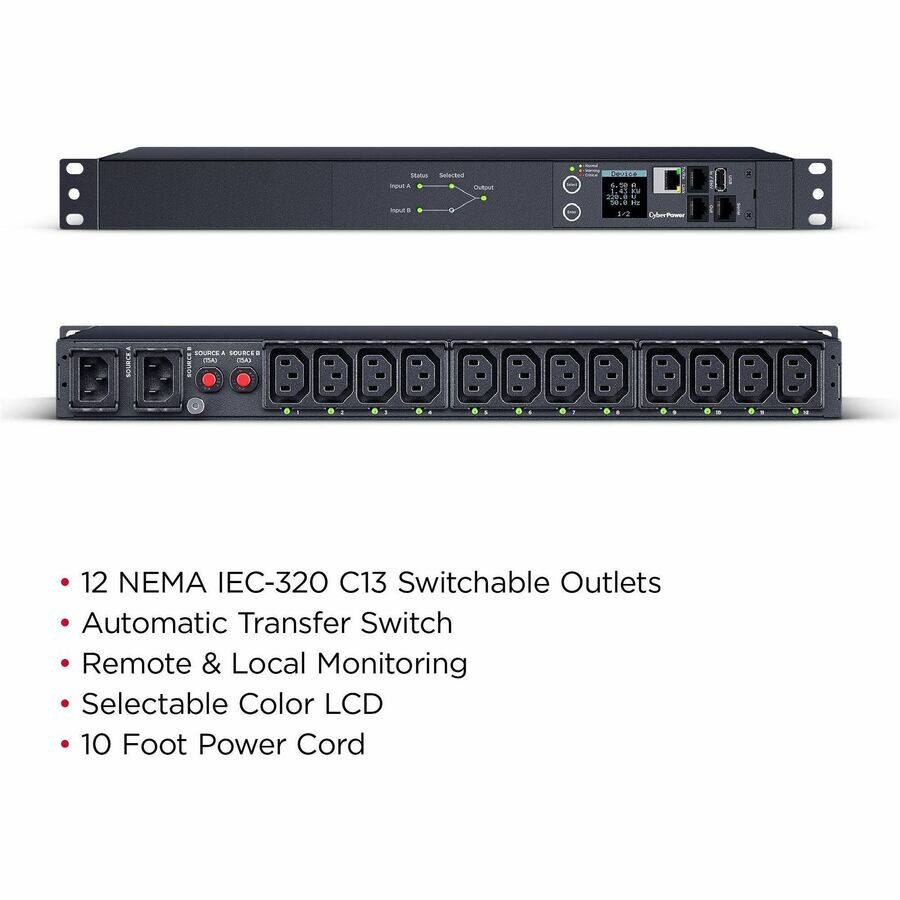 CyberPower Switched ATS PDU PDU44004 12 Outlets PDU Black - Best Buy