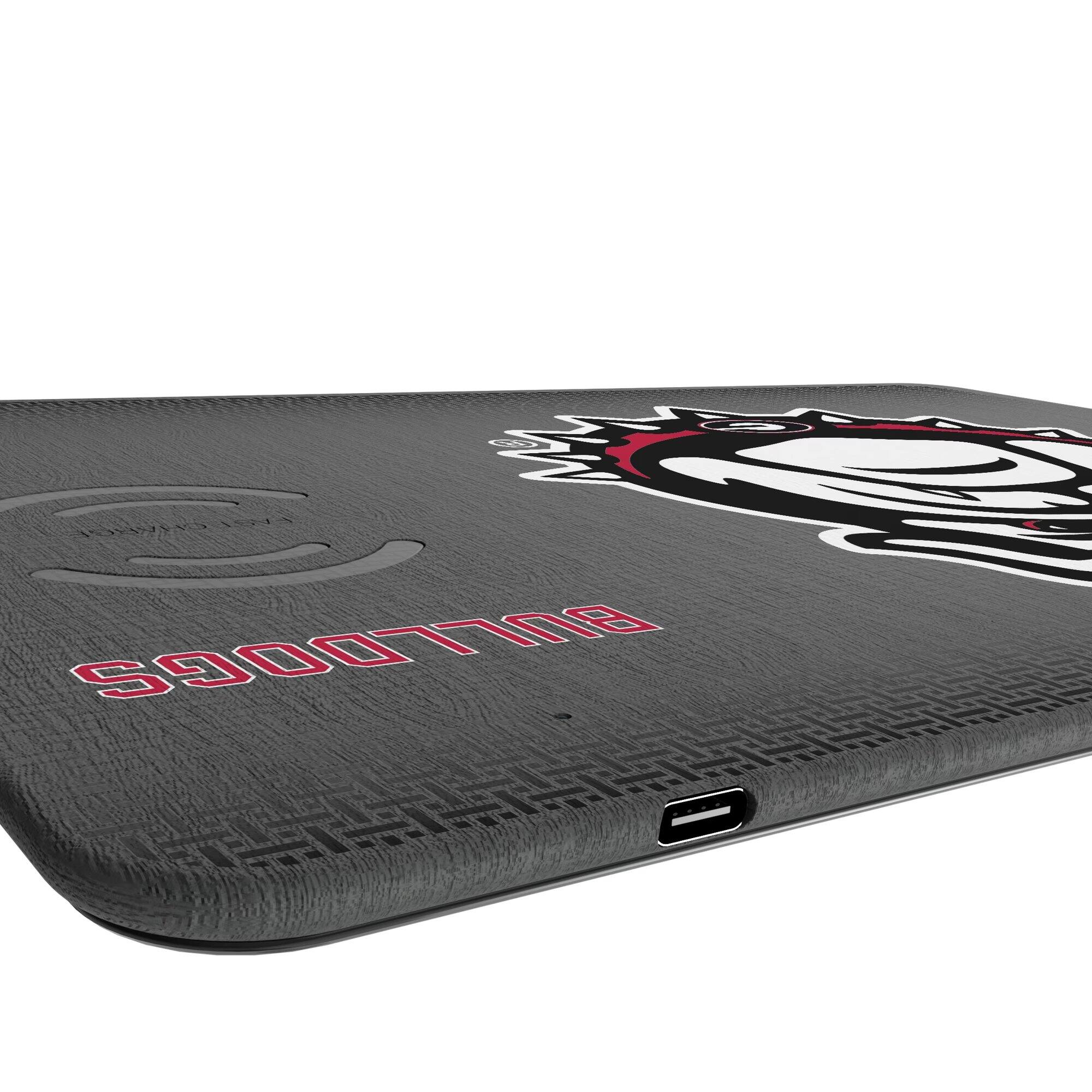 Alt View 2. Keyscaper - Georgia Bulldogs Linen Print Wireless Charger & Mouse Pad - Black.