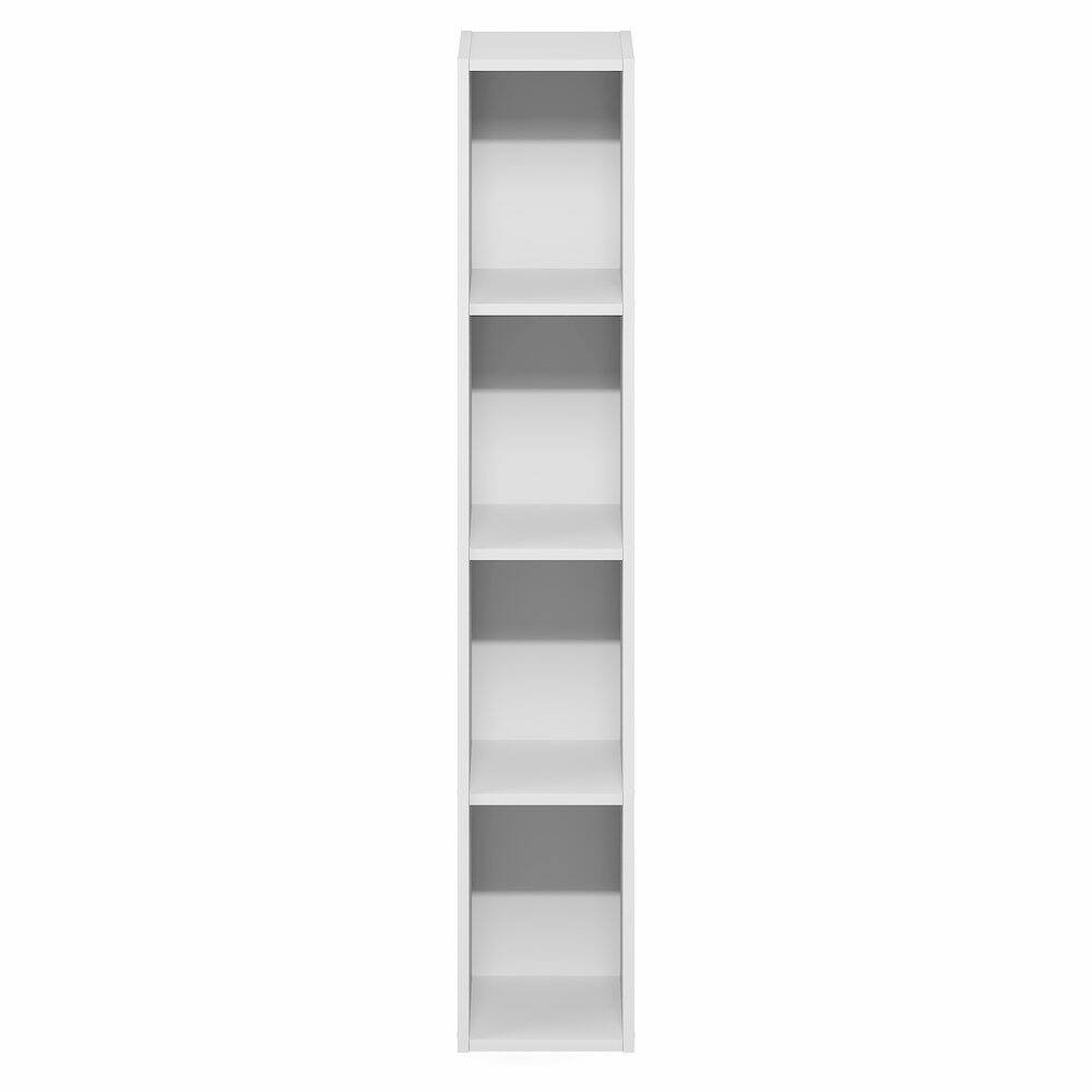 Left. Furinno - FULDA Book Shelf, 4-Tier Narrow Bookshelf, Standing Bookcase with 8-In Width Storage Shelf, 9.3 x 7.9 x 41.6 - White.