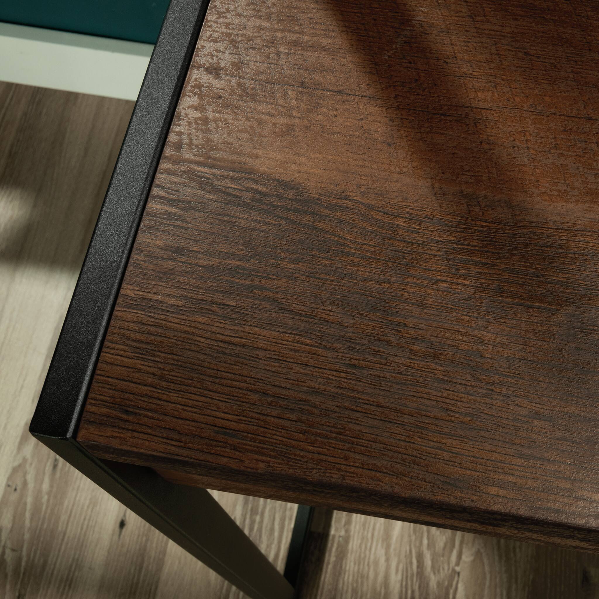 Alt View 6. Spaco - Compact Computer Desk with Hutch, Keyboard Tray, Drawers, Shelves, Oak - Brown.