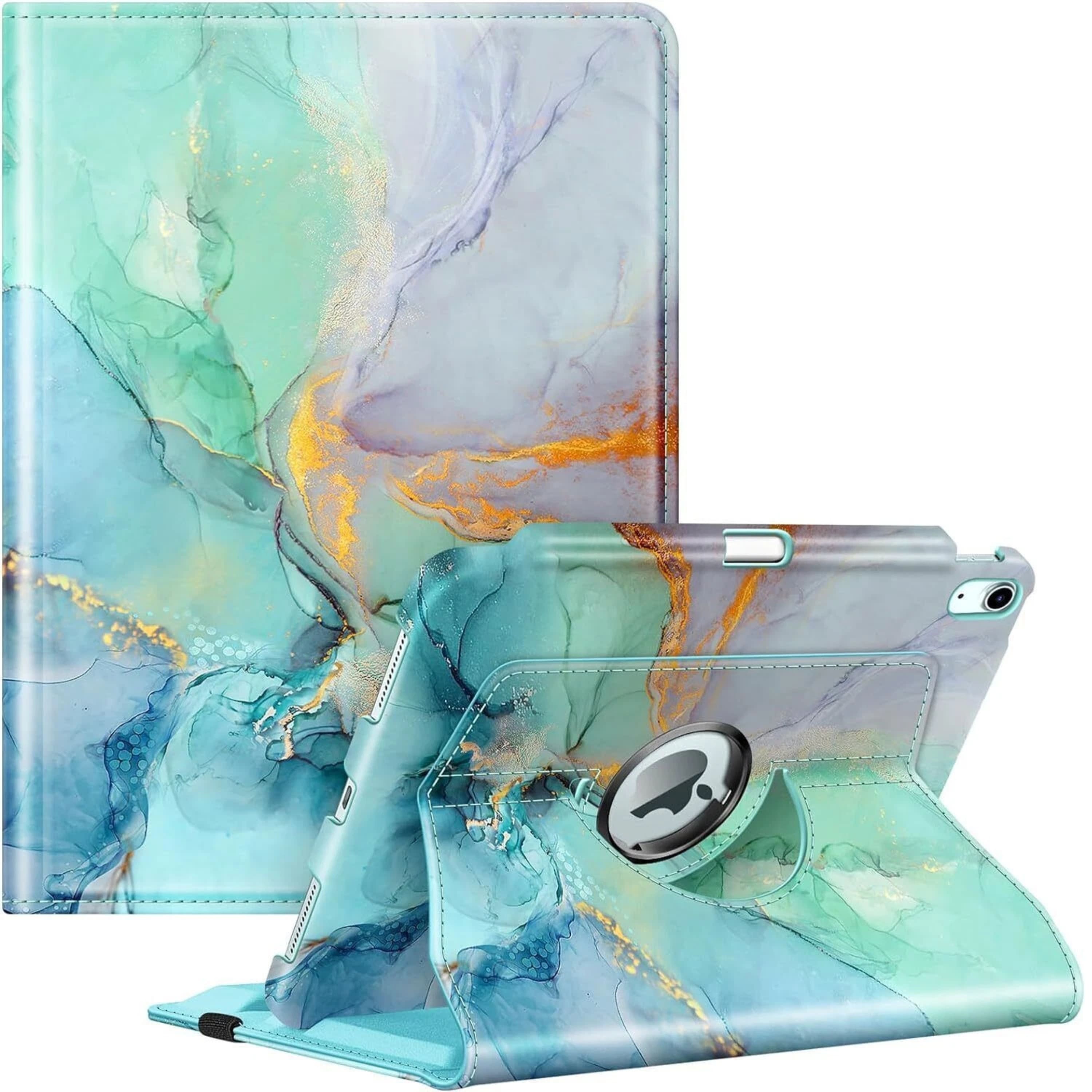 Front. Kitcheniva - Rotating 360 Degree Stand Case For iPad Air 13 Inch M3 2025 With Pencil Holder Emerald Marble - Emerald Marble.