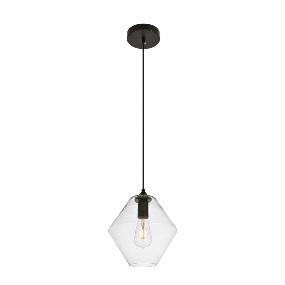 Alt View 2. Living District - Placido Collection Pendant D9.4 H10.8 Lt:1 Black and Clear Finish - Black And Clear.