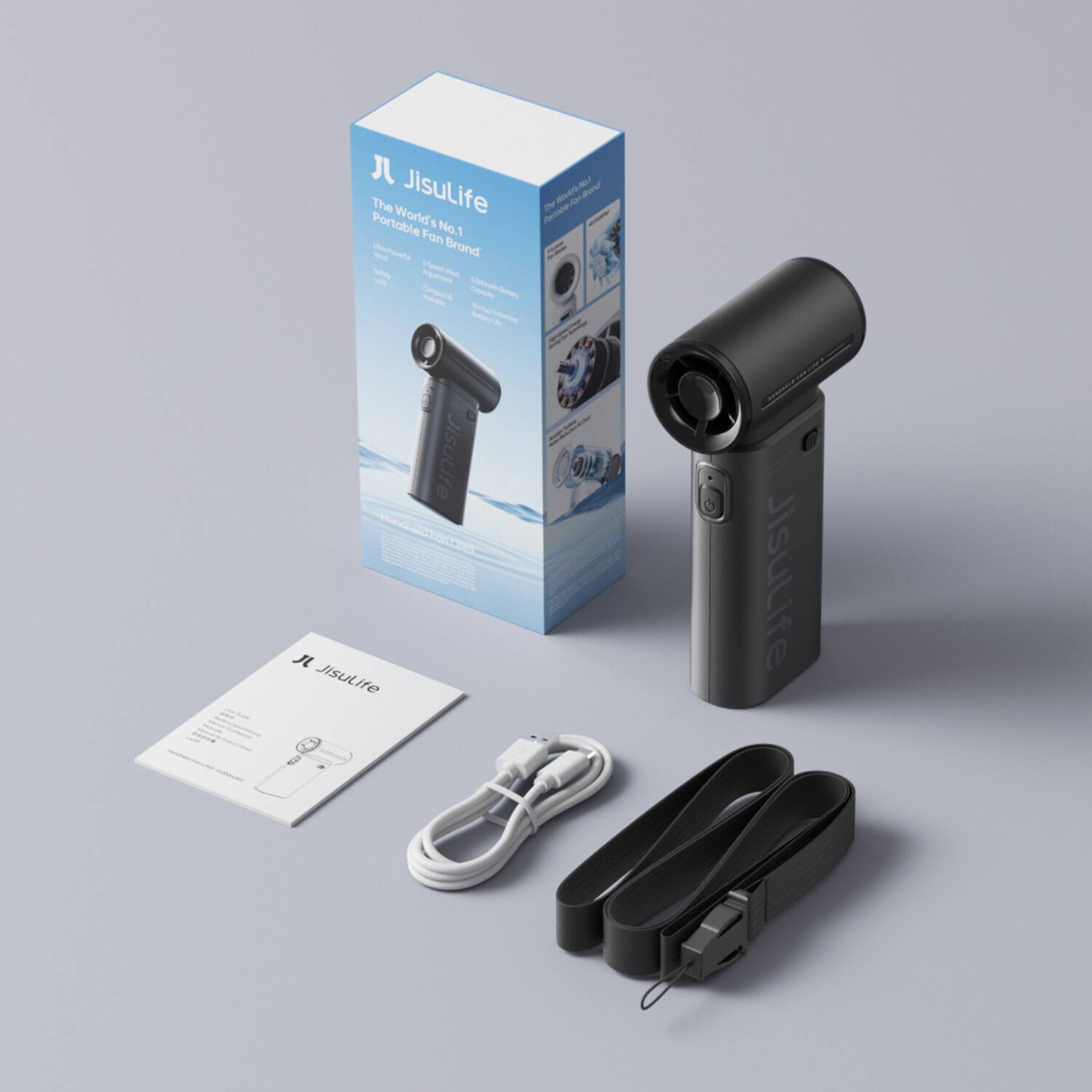 Jisulife Handheld Fan Life9, 12H Max Cooling Time, 3600mAh USB