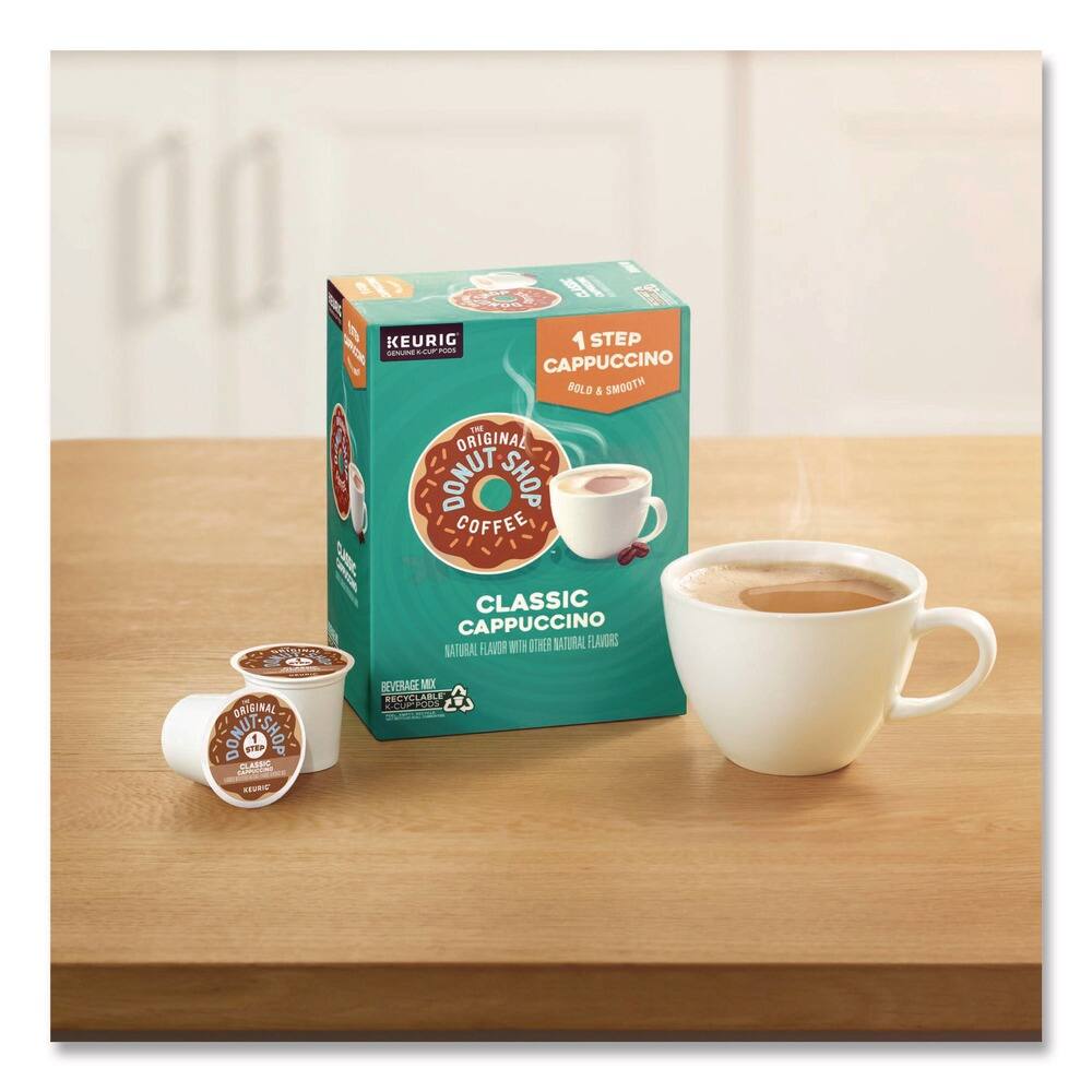 KEURIG  
1 STEP  
ORIGINAL DONUT SHOP COFFEE  
CLASSIC CAPPUCCINO  
BOLD & SMOOTH  
NATURAL FLAVORS  
BEVERAGE MIX  
RECYCLABLE K-CUP PODS