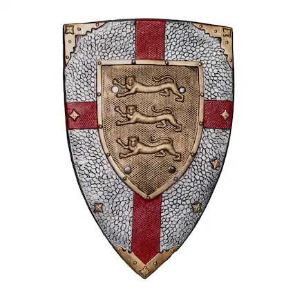 Front. Underwraps - Three Lions Medieval Shield 20 Inch Foam Adult Costume Accessory - Brown.